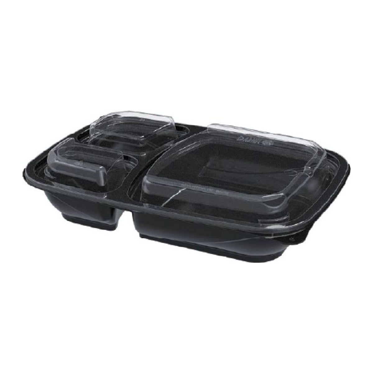 Contenedor Rectangular 10 * 7 - 3 Divisiones Negro con Tapa
